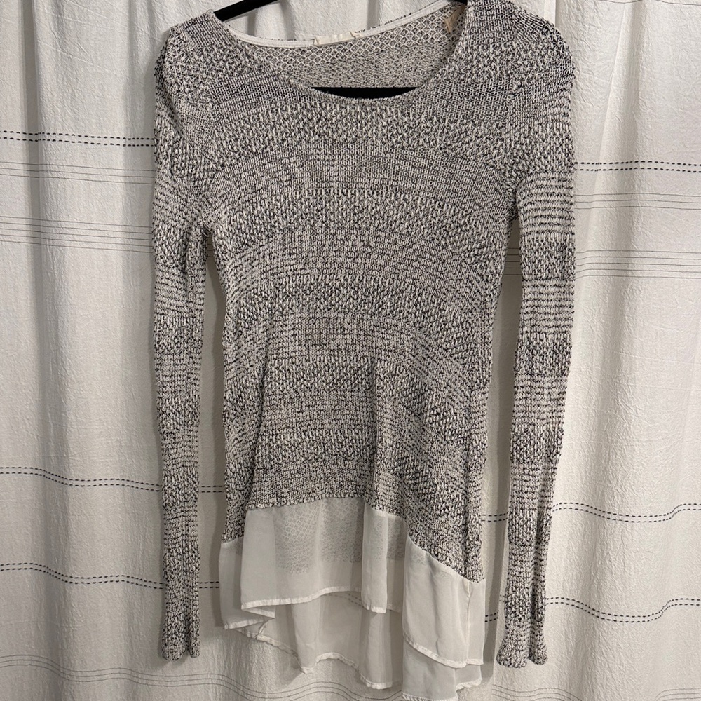 Lush Black and White Crew Neck Sweater